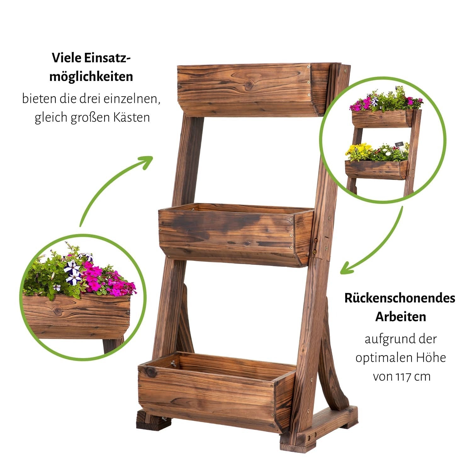 Vertikales Hochbeet 62 x 47 x 117 cm - Tanne